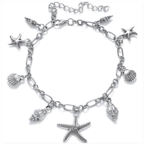 gallery_of_gems Jewelry - HP!🎉Starfish & Shells Silver Ankle Bracelet!